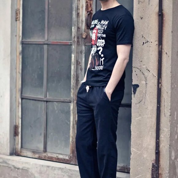 Linen Blend Lightweight Solid Casual Pants Drawstring Rope Pockets Elastic Waist - Picture 7 of 13